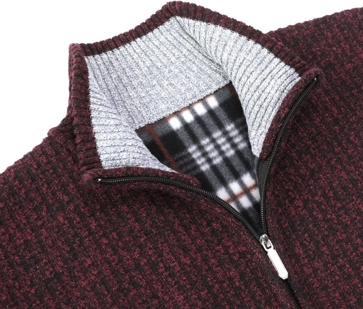 YOUTHUP Herren Strickjacke mit Stehkragen Fleecejacke Warm Übergangsjacke Reissverschluss Pullover M