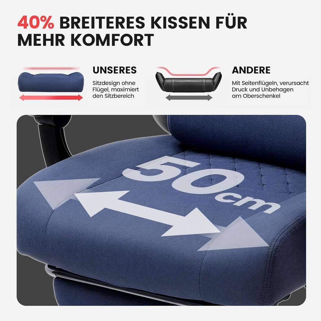 GTPLAYER Gaming Stuhl Stoff, Gaming Sessel mit Taschenfederkissen, ergonomischer Drehstuhl, Gamer St