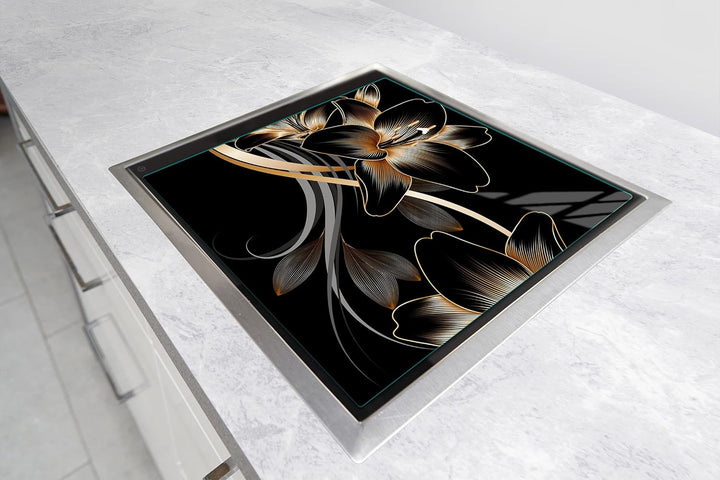 DarHuas Herdabdeckplatte 50x52 cm 1-teilig Ceranfeldabdeckung Induktion Herdschutz Spritzschutz Glas