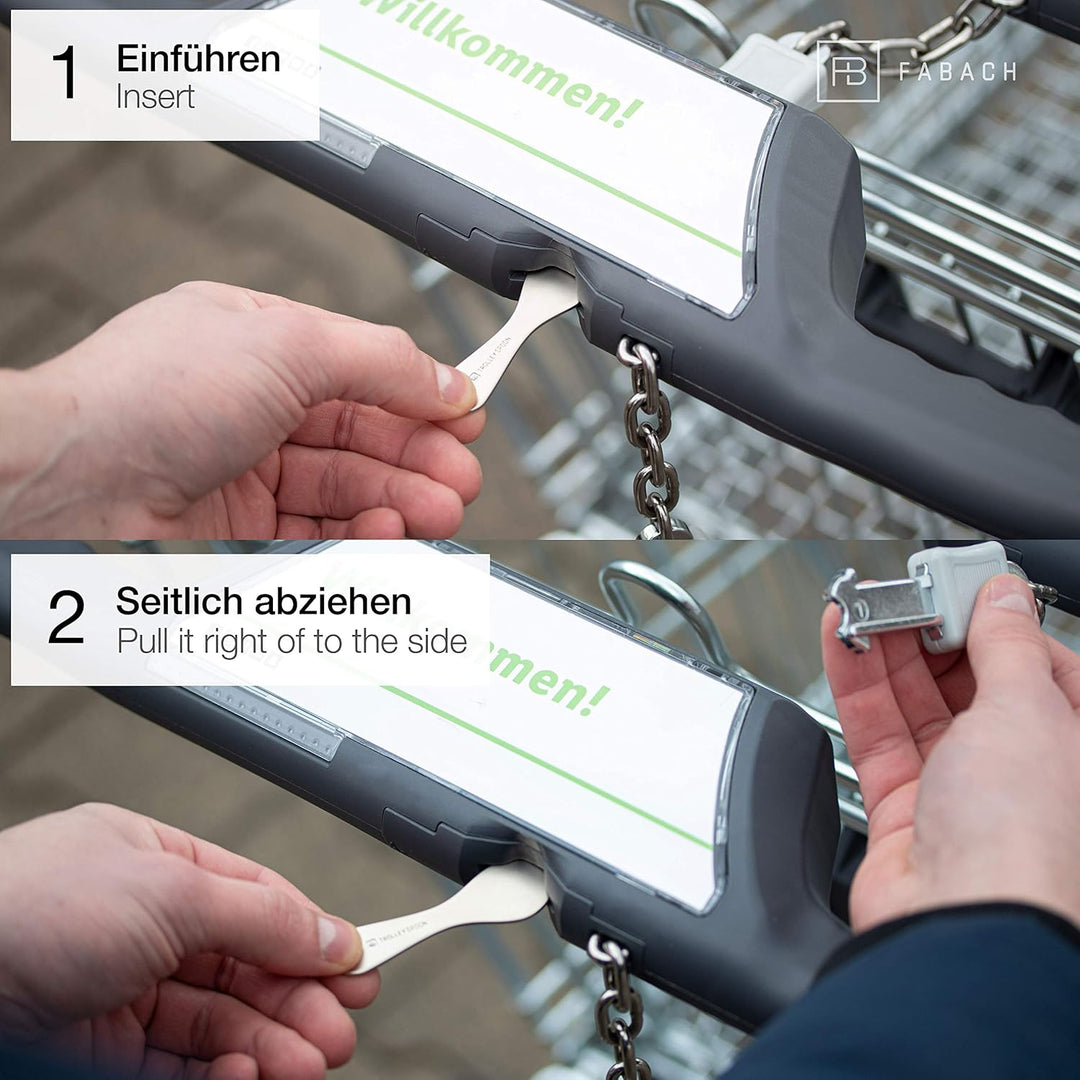 FABACH Trolley Spoon Einkaufswagenlöser Schlüsselanhänger - Einkaufswagenchip abziehbar aus Metall -