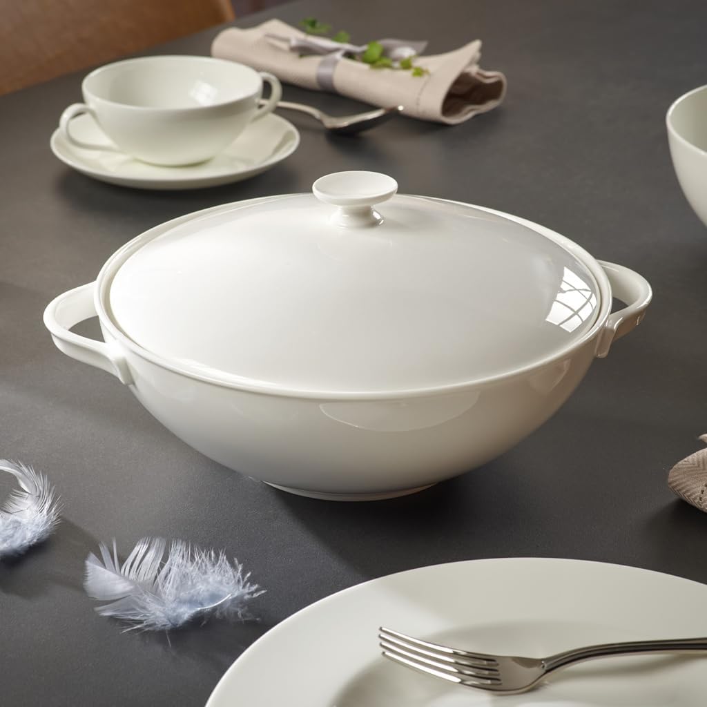 Villeroy &amp; Boch 10-4545-3070 Anmut Terrine 2.20 L, Porzellan, Weiss, 44.5 x 33.2 x 4 cm, 1 Einheiten