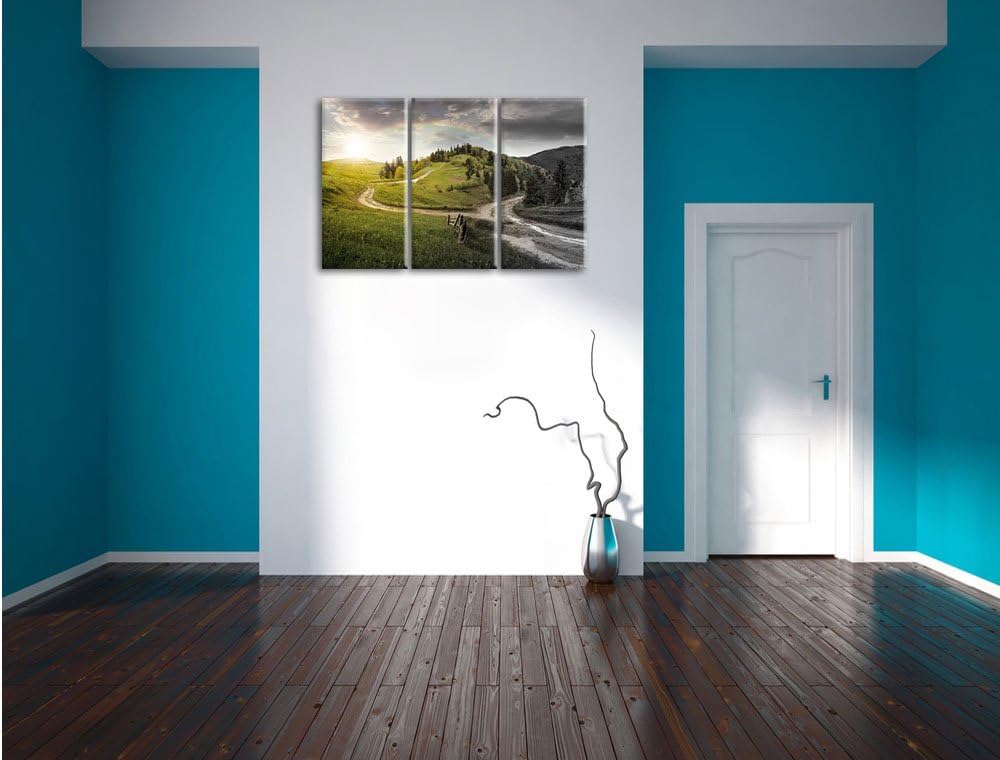 Pixxprint Verträumte Berglandschaft als Leinwandbild/Grösse: 3 Teilig (120x80) cm/Wandbild/Kunstdruc