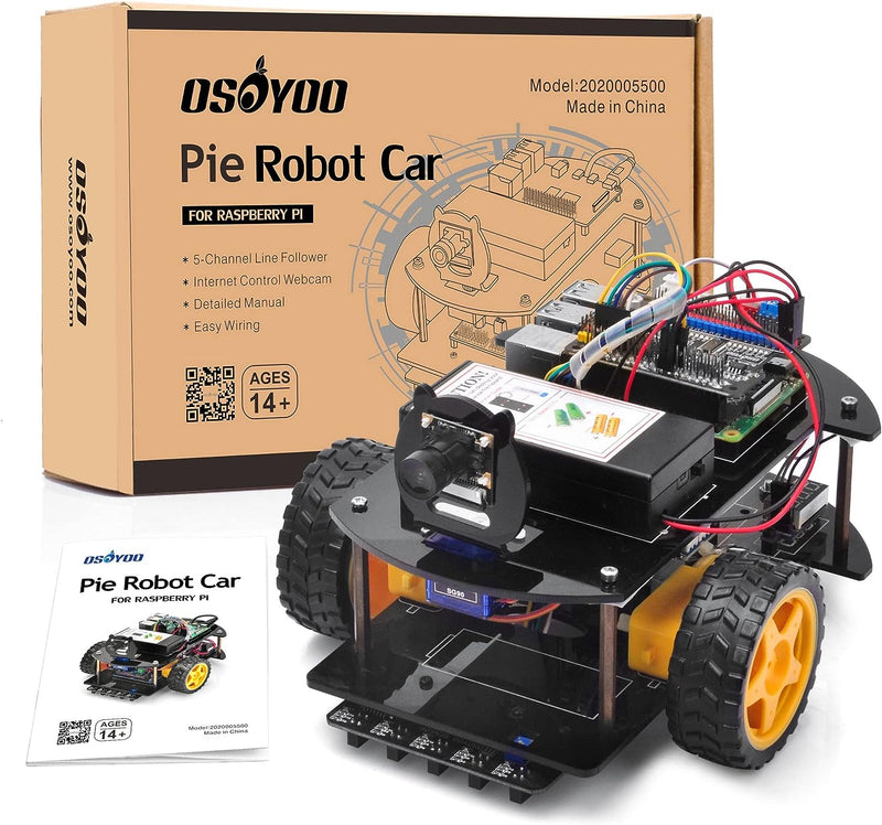 OSOYOO Pie Robot Car, Roboter Bausatz für Raspberry Pi 3B 3A+ 3B+ 4 programmierbar: Mint Kit für Mit