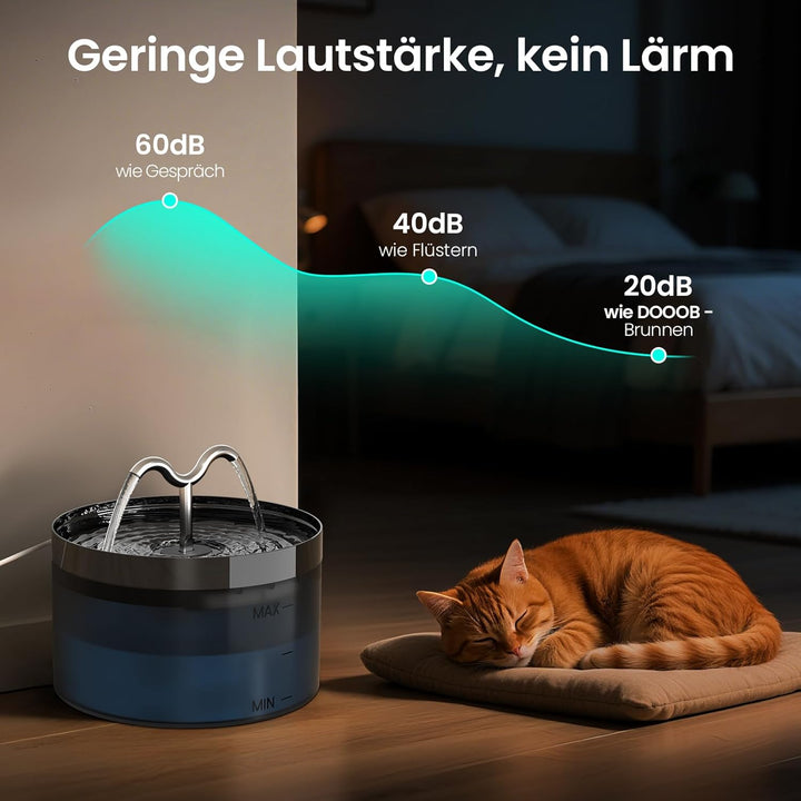 DOOOB Katzentrinkbrunnen, 2,1L Katzen Trinkbrunnen, Katzenbrunnen mit Ultra-Leiser Pumpe, Automatisc