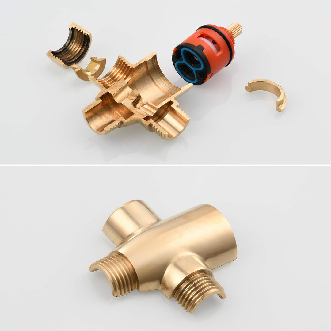 Tecmolog Umstellventil Dusche 3 Wege 1/2" Messing Absperrventil Dusche T Adapter für Handbrause Tita