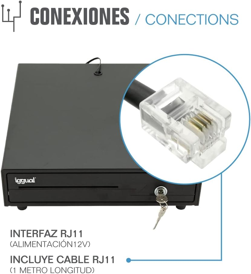 iggual - Geldkassette Abschliessbar IRON - 10 | Kassenschublade mit automatischer oder manueller Öff
