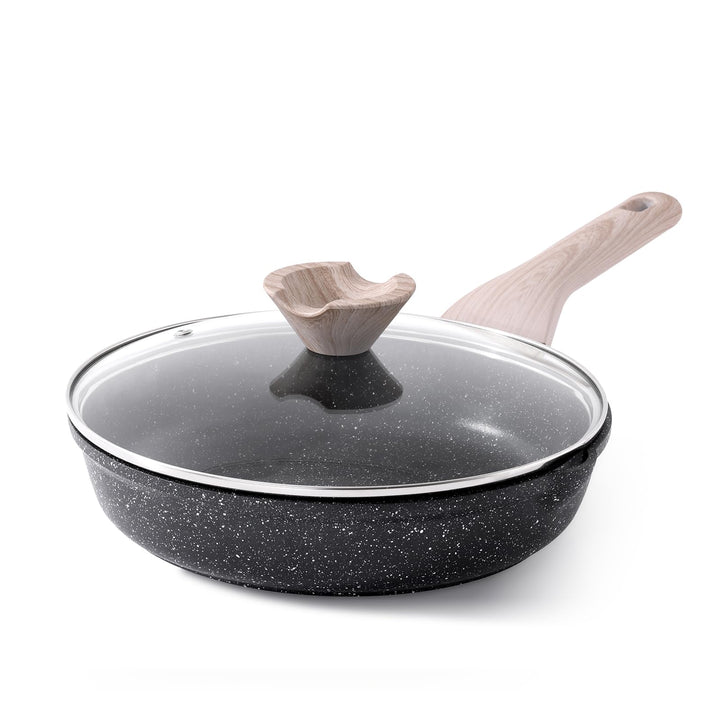 Kordisen Antihaft Bratpfanne mit Deckel, 24 cm Granit Beschichtung Pfanne Induktion, Gesund und Ungi