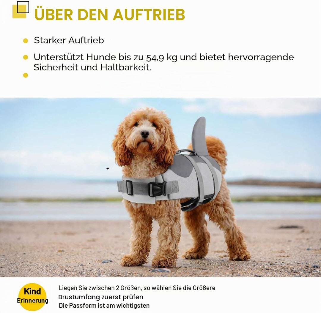 ASENKU Schwimmweste Hund, Hunde Rettungsweste zum Schwimmen, Bootfahren, Hunde Hai Schwimmwesten, Hu
