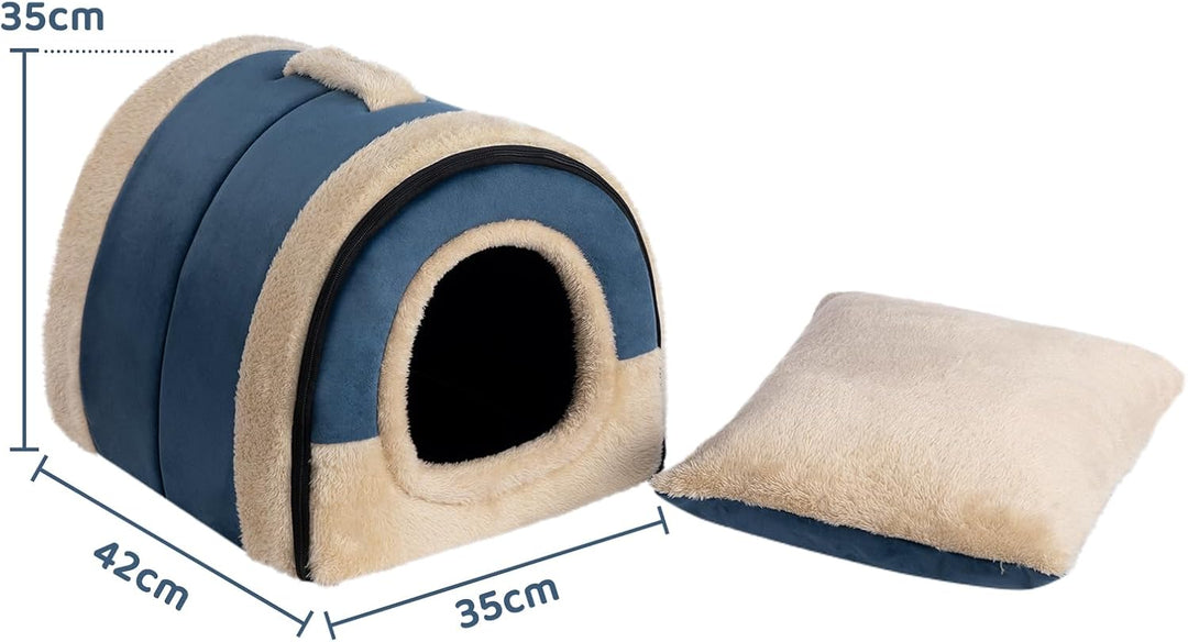 Hollypet Katzenbett Kleines Hundebett, 2-in-1 Faltbare Haustierbett für Katzen &amp; Kleine Hunde, Warme