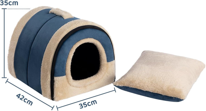 Hollypet Katzenbett Kleines Hundebett, 2-in-1 Faltbare Haustierbett für Katzen &amp; Kleine Hunde, Warme