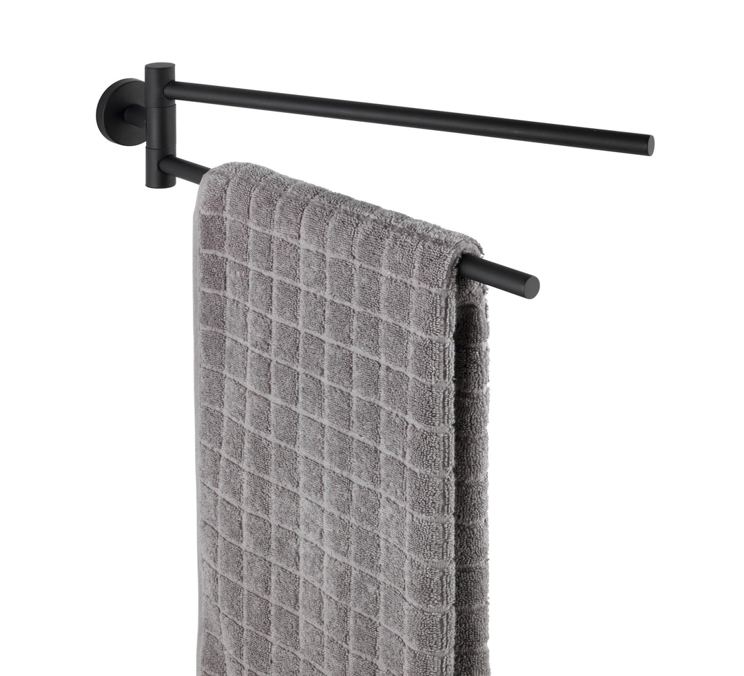 WENKO Handtuchhalter Bosio Black matt mit 2 beweglichen Armen Edelstahl - Handtuchstange, 2 schwenkb