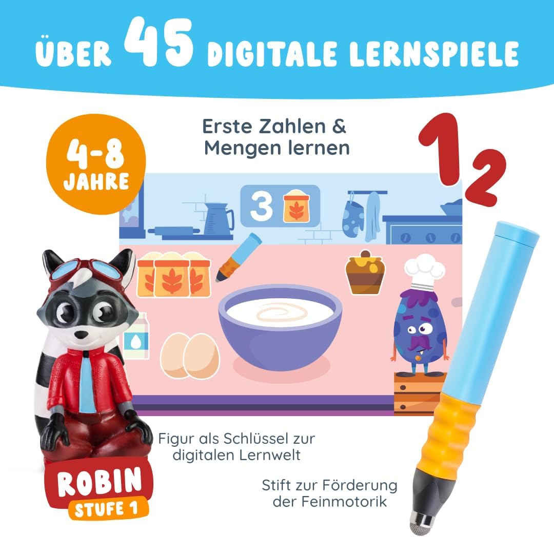 Edurino Starterset Robin Zahlen &amp; Mengen ab 4 Jahren inkl. Eingabestift | Zahlen 0-10 | Erstes Rechn