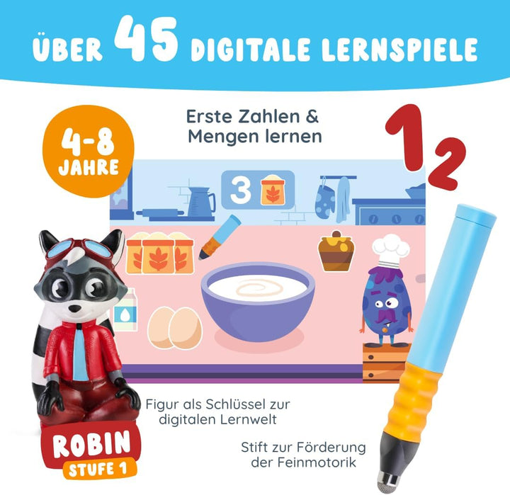 Edurino Starterset Robin Zahlen &amp; Mengen ab 4 Jahren inkl. Eingabestift | Zahlen 0-10 | Erstes Rechn