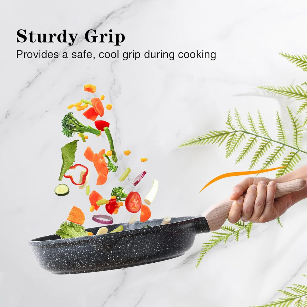 Kordisen Antihaft Bratpfanne mit Deckel, 20 cm Granit Beschichtung Pfanne Induktion, Gesund und Ungi