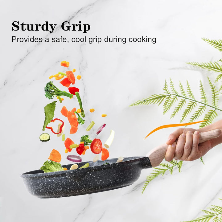 Kordisen Antihaft Bratpfanne mit Deckel, 28 cm Granit Beschichtung Pfanne Induktion, Gesund und Ungi