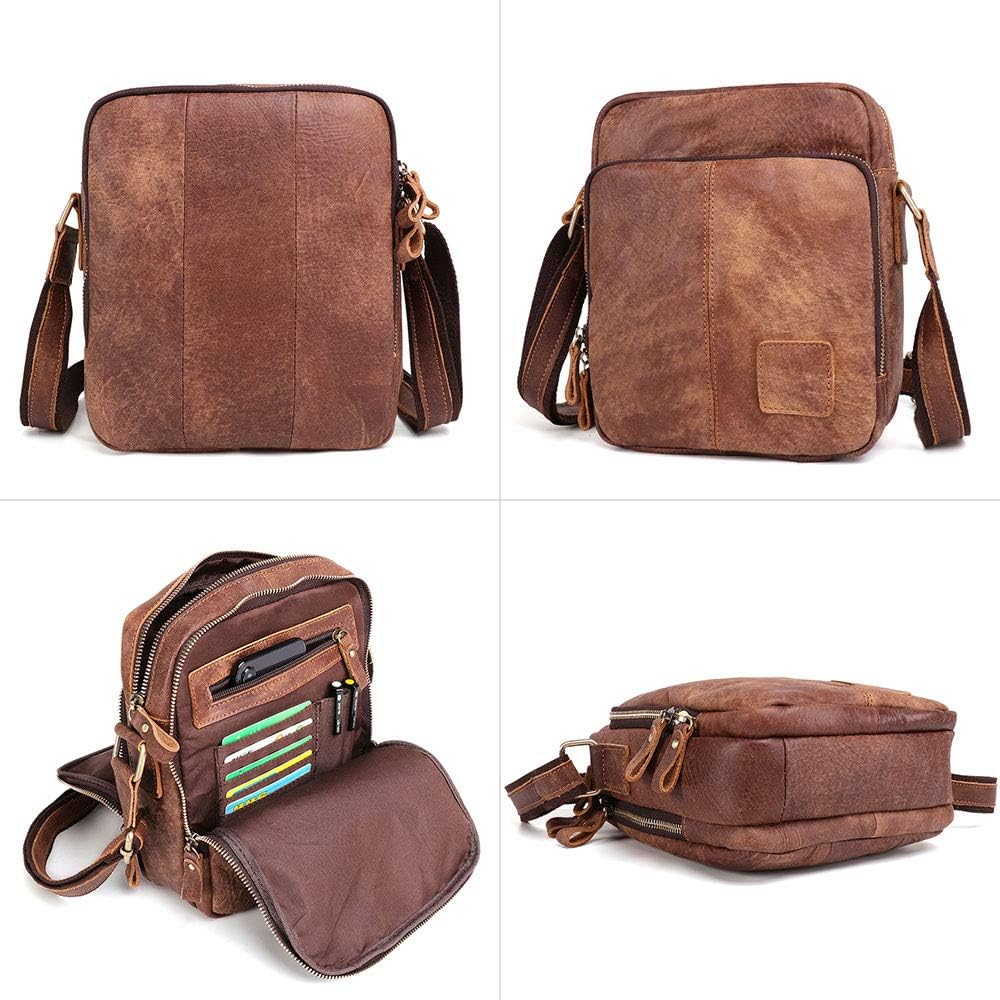 BAIGIO Schultertasche Umhängetasche Herren Leder Vintage Herrentasche Messenger Bag mit Schultergurt