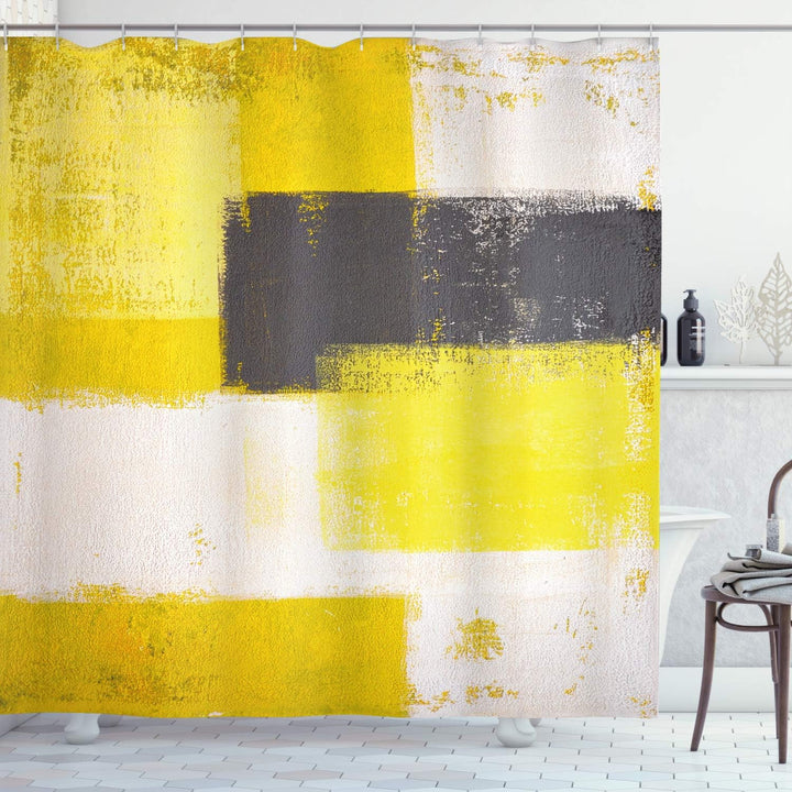 ABAKUHAUS Abstrakt Duschvorhang, Grunge Brushstrokes, Wasser Blickdicht inkl.12 Ringe Langhaltig Bak