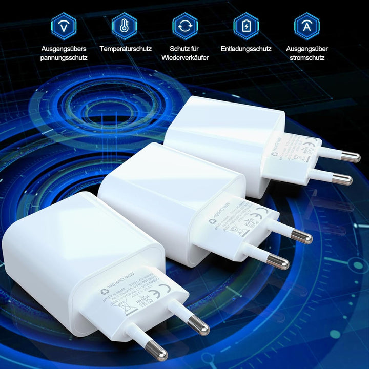 25W USB C Adapter, 3er Pack USB c ladegerät für iPhone 15 14 Plus Pro Max 13 12 11 SE, Pad，PD 3.0 iP