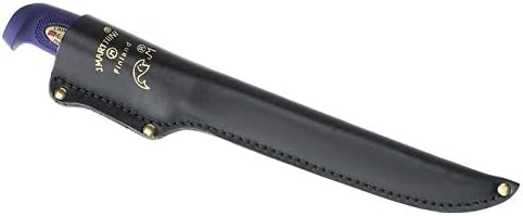 Marttiini Finnisches Filiermesser, beschichtete Klinge, 15 cm, Kautschuk-Griff, Lederscheide