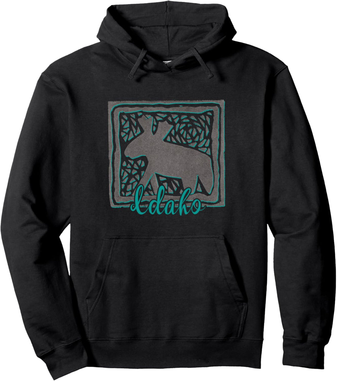 Idaho Abstrakter Elch Original Art Neuheit Grafik Souvenir Pullover Hoodie