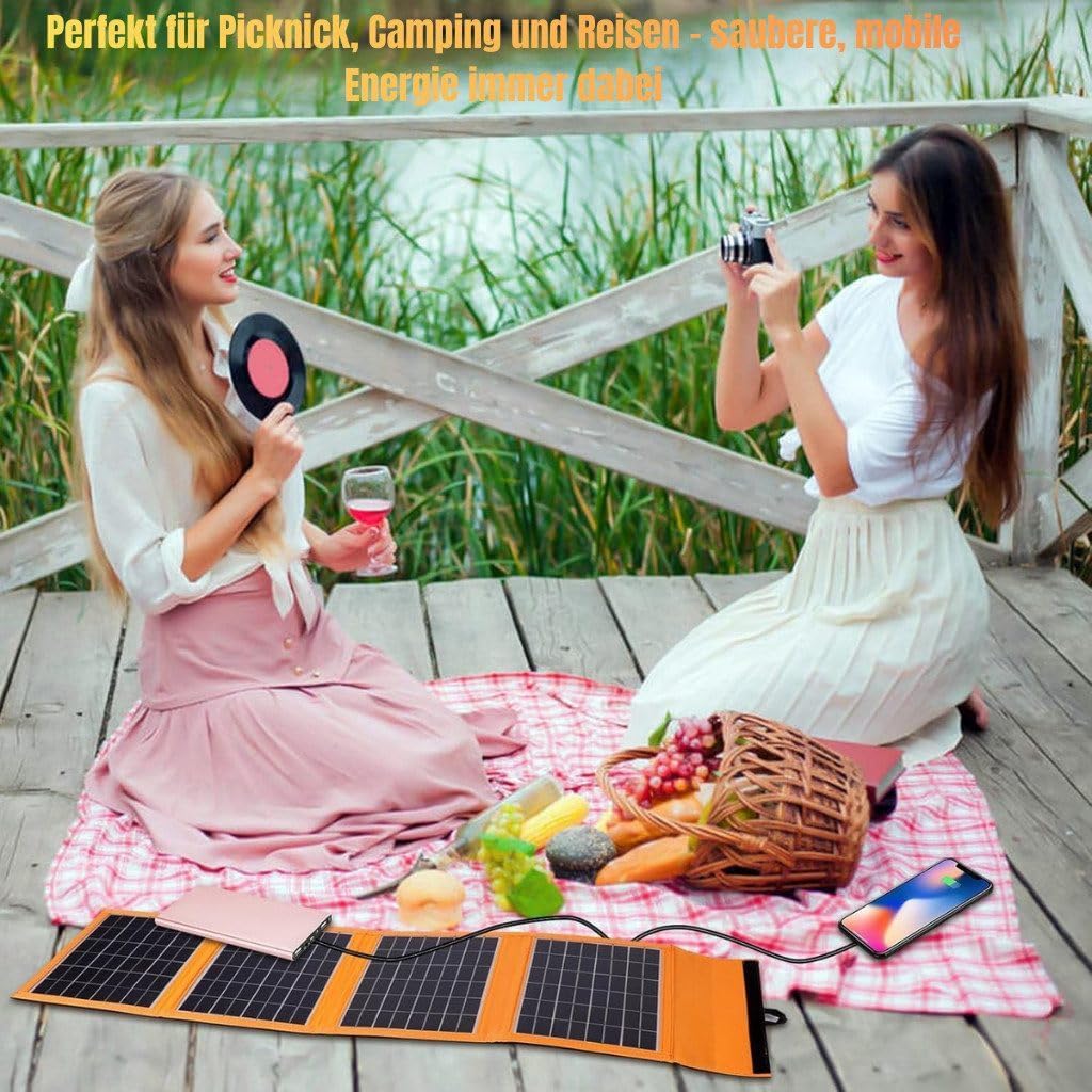 Faltbares Solarpanel 30W tragbar – Solar Ladegerät mit 2 USB Ports für Handy, Tablet & Powerbank – u