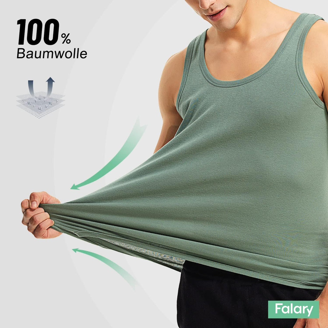 FALARY Unterhemd Herren Tank Top 5er Packs gekämmte Feinripp Baumwolle Weitere Farben alle Grössen 3