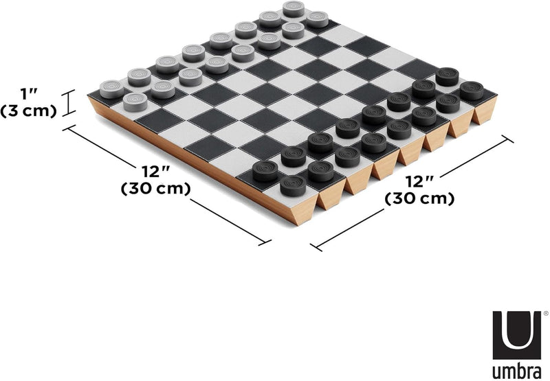 Umbra 1016814-040 Rolz Spieleset Schach und Dame, zusammenrollbar mit Aufbewahrungsbox, ideales Reis