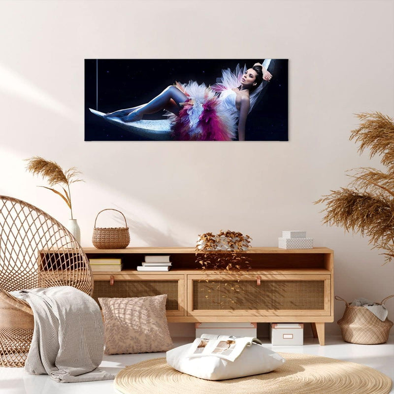 Wandbilder Dekoration Wohnzimmer Frau Geheimnis Kleid elegant Panorama Bilder auf Leinwand 120x50cm