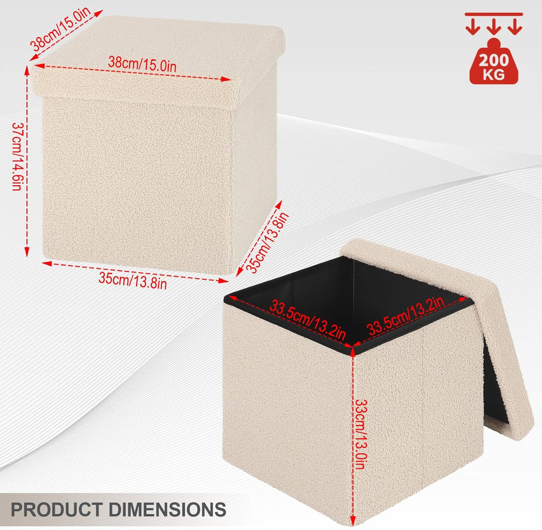 eSituro Sitzhocker mit Stauraum, Faltbarer Hocker, Fusshocker, Polsterhocker, Aufbewahrungsbox Sitzw