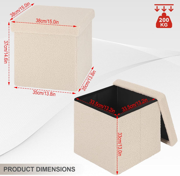 eSituro Sitzhocker mit Stauraum, Faltbarer Hocker, Fusshocker, Polsterhocker, Aufbewahrungsbox Sitzw