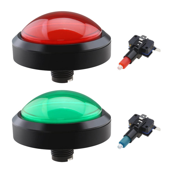 eMagTech 2 x 100 mm grosse Kuppel, 12 V LED-beleuchtete Druckknöpfe mit Mikroschalter für Arcade-Mas