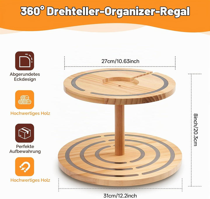 Gieanoo 360°Runde Tonies Magnetisches Regal, 2-Tier Toniebox Display Regal für 30-50 Tonie Charakter