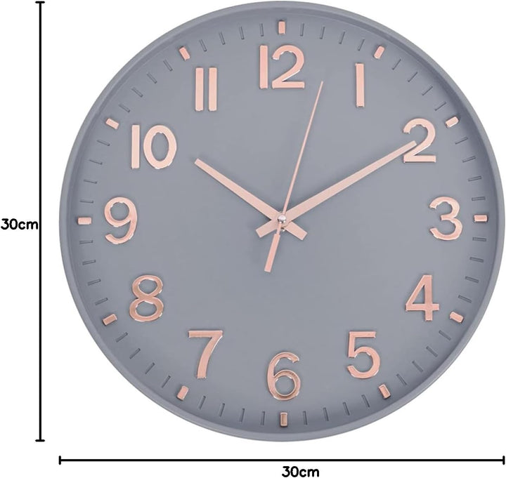 HZDHCLH 30cm Lautlos Wanduhr Schleichende Sekunde mit Arabisch Ziffer ohne Ticken für Dekoration Woh