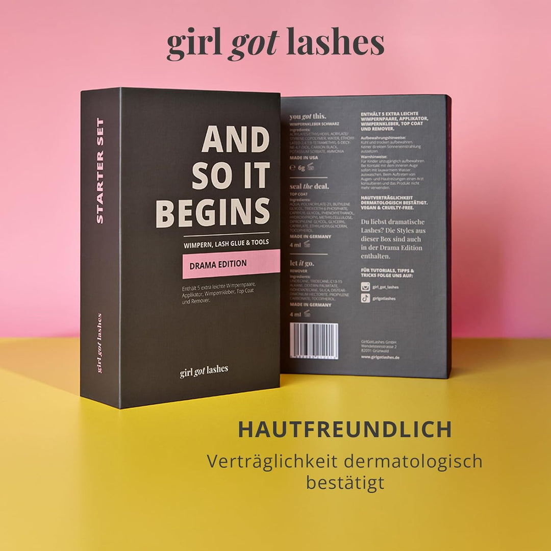 GirlGotLashes Starter Set And So It Begins - Drama Edition - Mit Wimpernkleber schwarz, Top Coat, Mi
