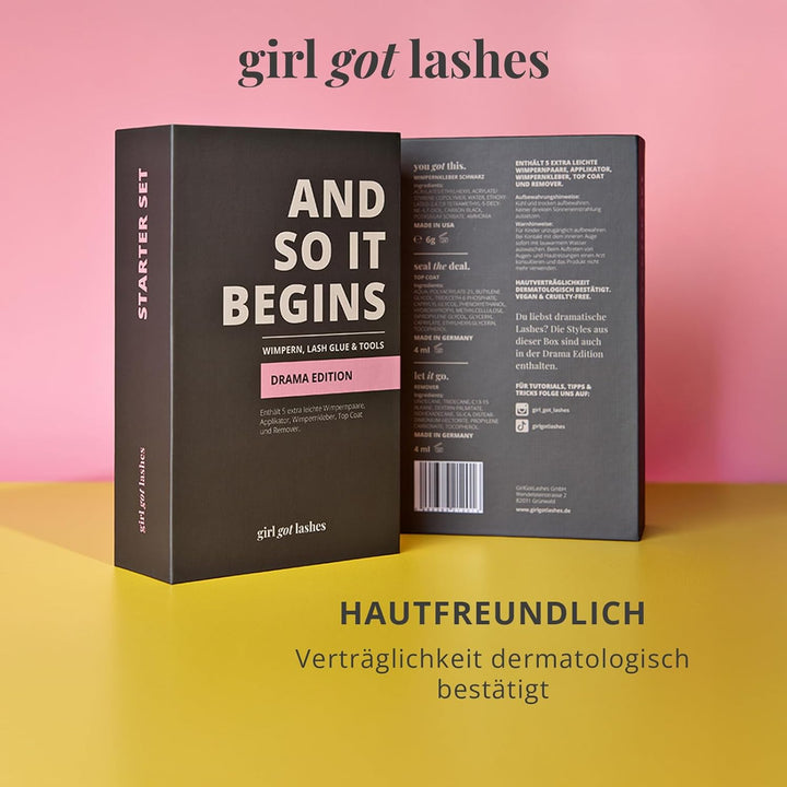 GirlGotLashes Starter Set And So It Begins - Drama Edition - Mit Wimpernkleber schwarz, Top Coat, Mi