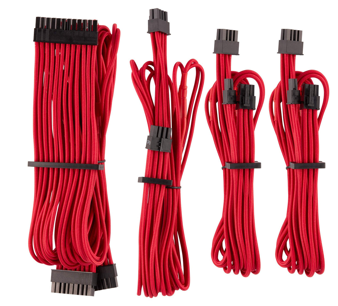 Corsair Premium Sleeved Netzteil Starter-Kabel-Set Typ4 (Generation 4-Serie) Rot Starter-Set Rot, St