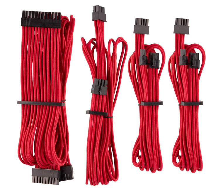 Corsair Premium Sleeved Netzteil Starter-Kabel-Set Typ4 (Generation 4-Serie) Rot Starter-Set Rot, St