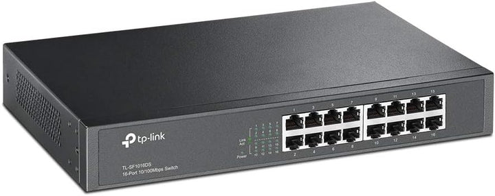 TP-LINK TL-SF1016DS 16 Port Netzwerk Switch (lüfterloses Passivkühlkonzept), 16 Port