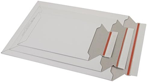 Versandtaschen weiss ungestrichen Vollpappe weiss Karton DIN A3 - flach:455x320mm / aufgestellt 440x