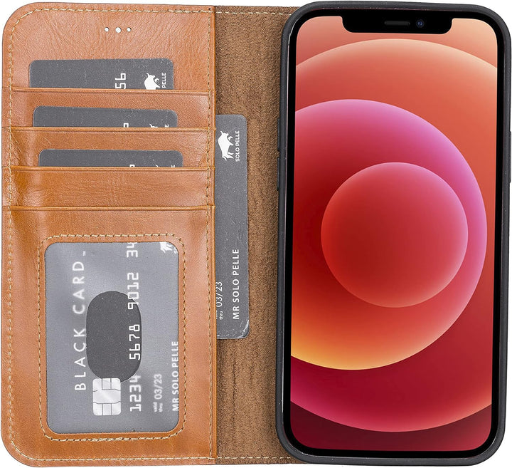 Solo Pelle Lederhülle kompatibel für iPhone 13 Pro Max in 6.7 Zoll abnehmbare Hülle (2in1) inkl. Kar