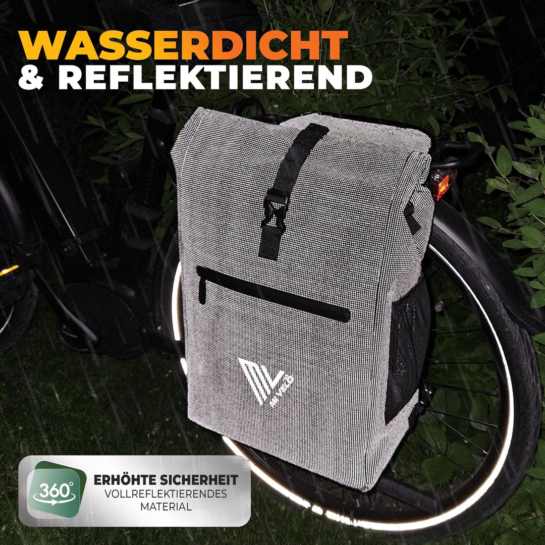 MIVELO Fahrradtasche für Gepäckträger - 3in1 Gepäckträgertasche Rucksack Umhängetasche - 100% wasser