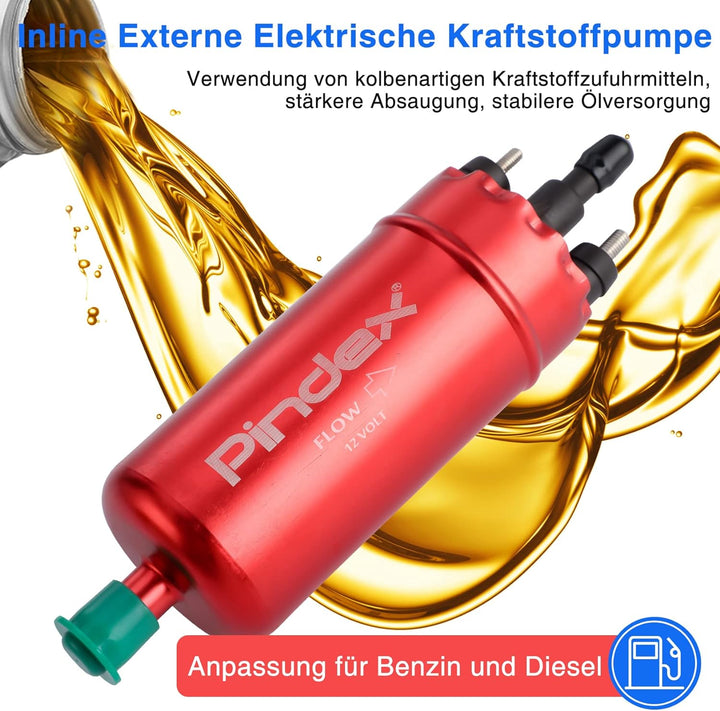 Pindex Elektrische Hochdruck-Kraftstoffpumpe 12V,Inline-Kraftstoffpumpe,Benzinpumpe für Benzin, Dies