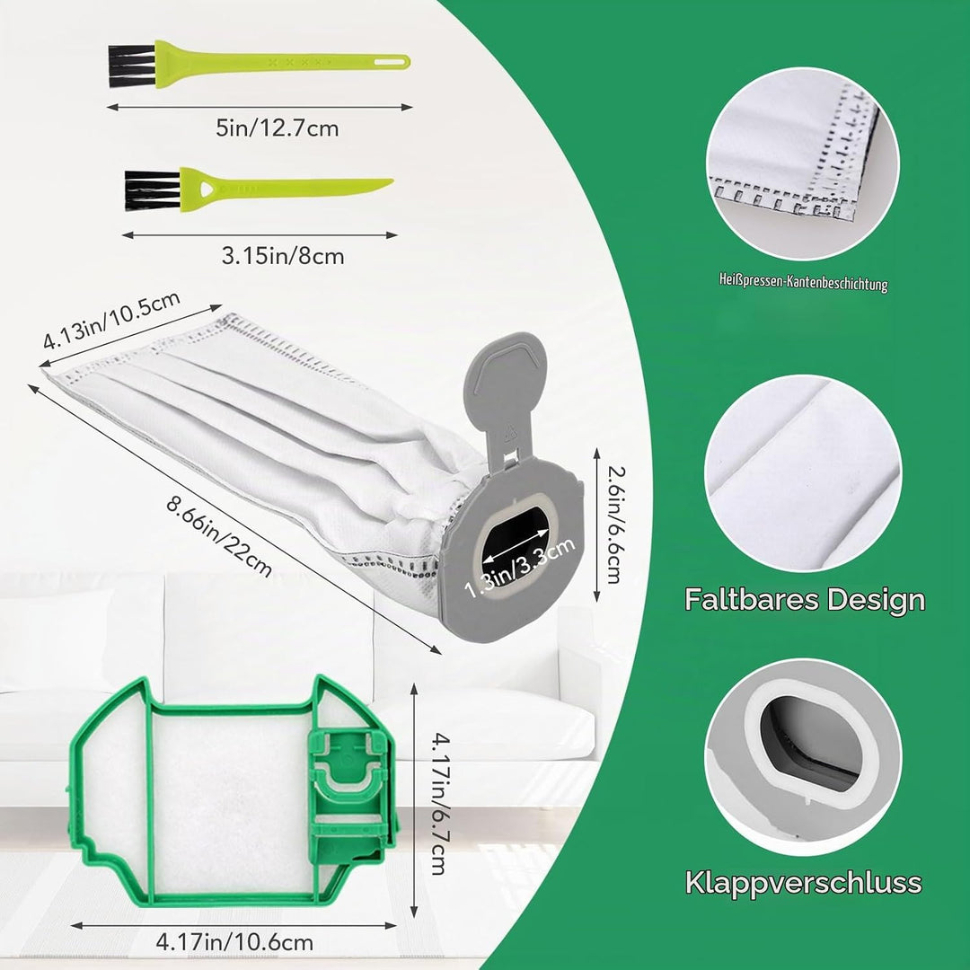 21 Stück Staubsaugerbeutel Set für Vorwerk Kobold VK7 Akku-Staubsauger, Kobold FP7 Premium Filtertüt