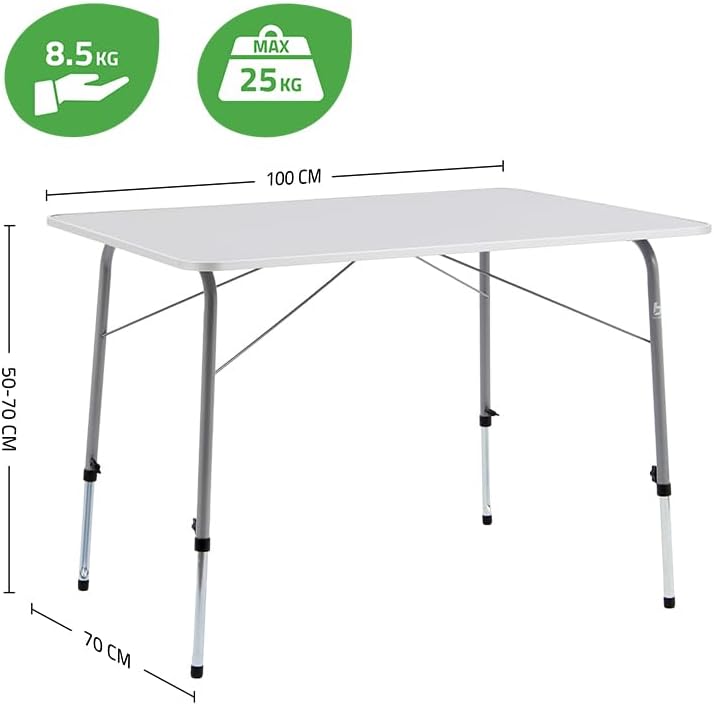 Bo-Camp - Campingtisch - Höhenverstellbar - 100x70 cm