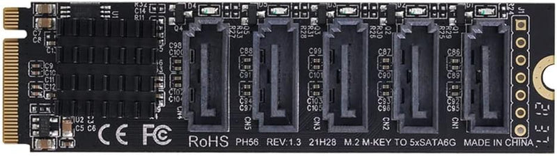 Xiwai NGFF NVME M-Key PCI Express zu SATA 3.0 6Gbps 5 Ports Adapter Converter Festplattenerweiterung