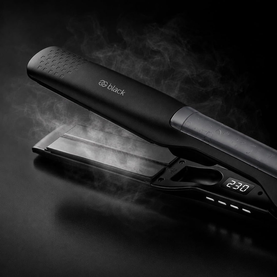 Glätteisen 2-in-1 Professionelles Haarglätter Lockenstab Golden Goods - Dampf & 42mm Breite Titanpla