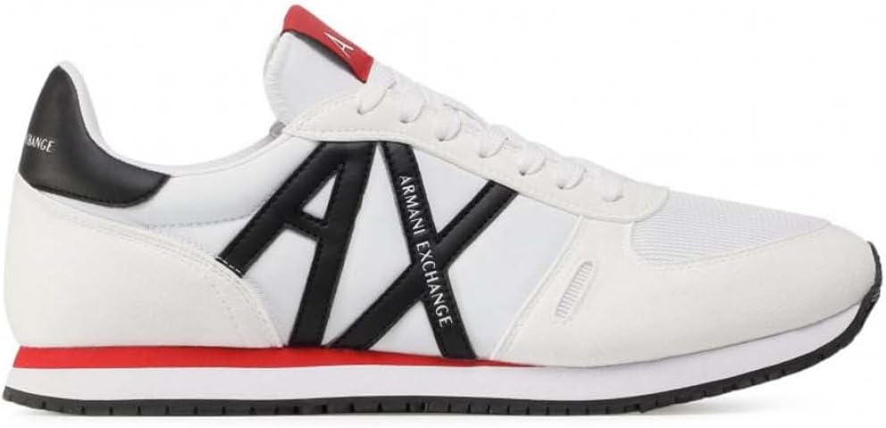 Armani Exchange Herren Rio Side Logo Sneaker 39.5 EU Op White Black, 39.5 EU Op White Black