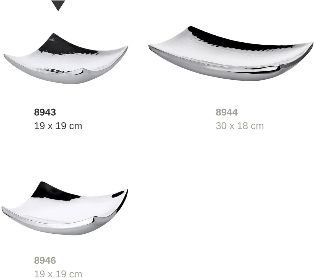 EDZARD Schale Dallas (19 x 19 cm) quadratisch, Edelstahl gehämmert hochglanzpoliert, Dekoschale, Obs