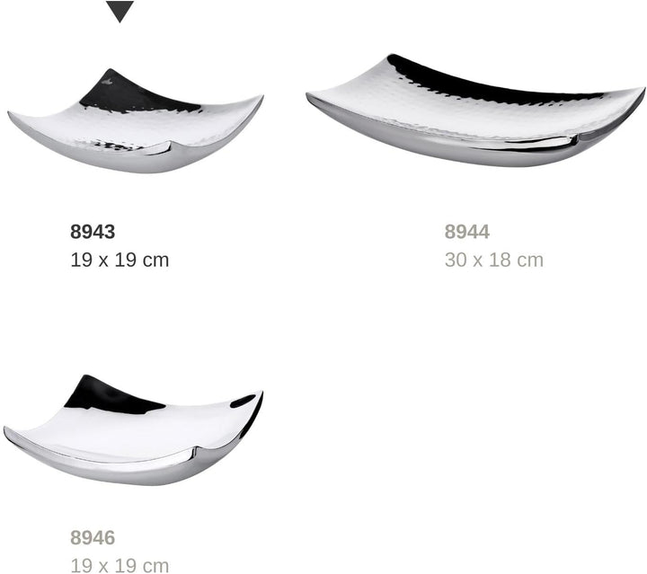 EDZARD Schale Dallas (19 x 19 cm) quadratisch, Edelstahl gehämmert hochglanzpoliert, Dekoschale, Obs