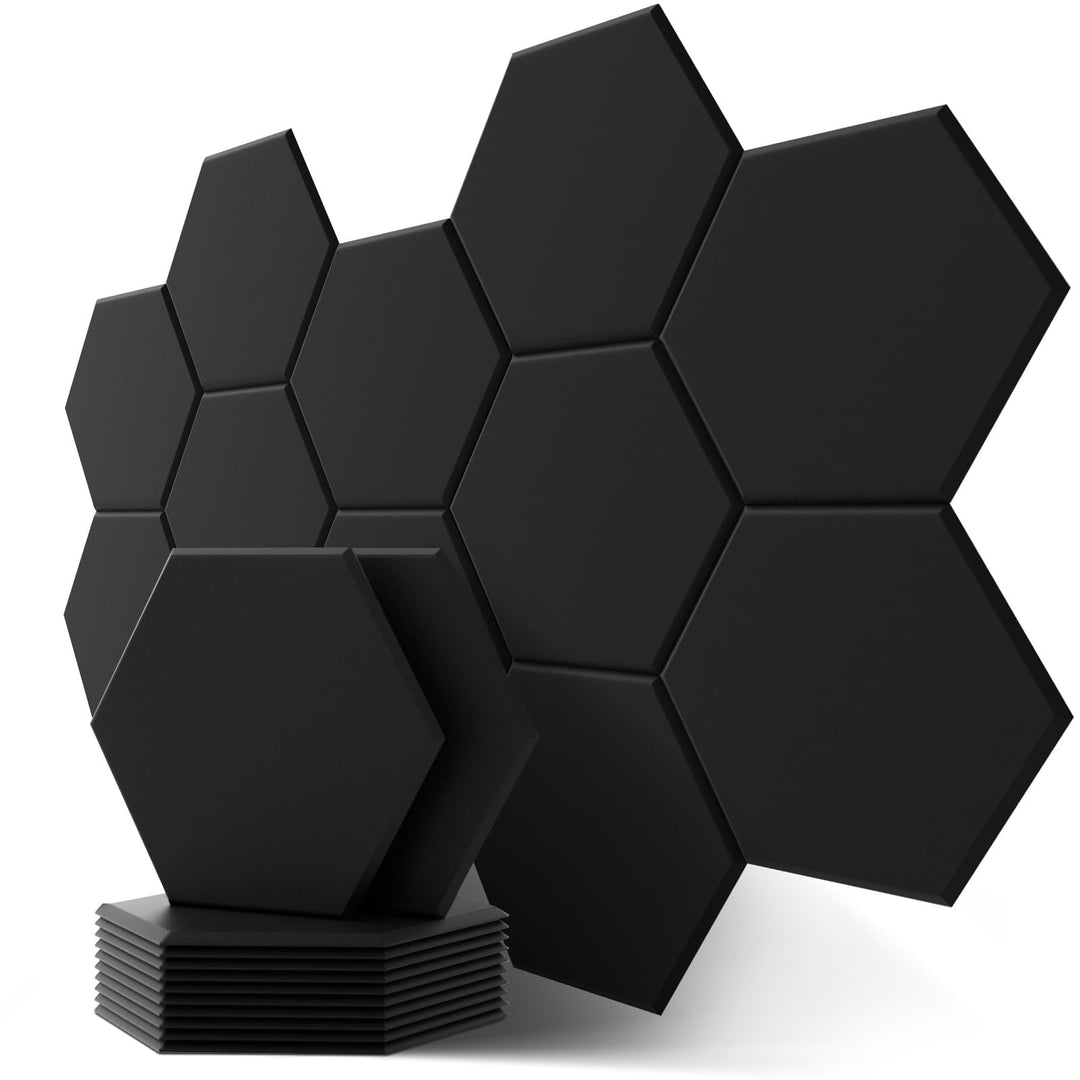 Hexagon Akustikplatten mit Aufkleber, Schalldämmung Wand, 12 Stück, Hohe Dichte Akustikpaneele für D
